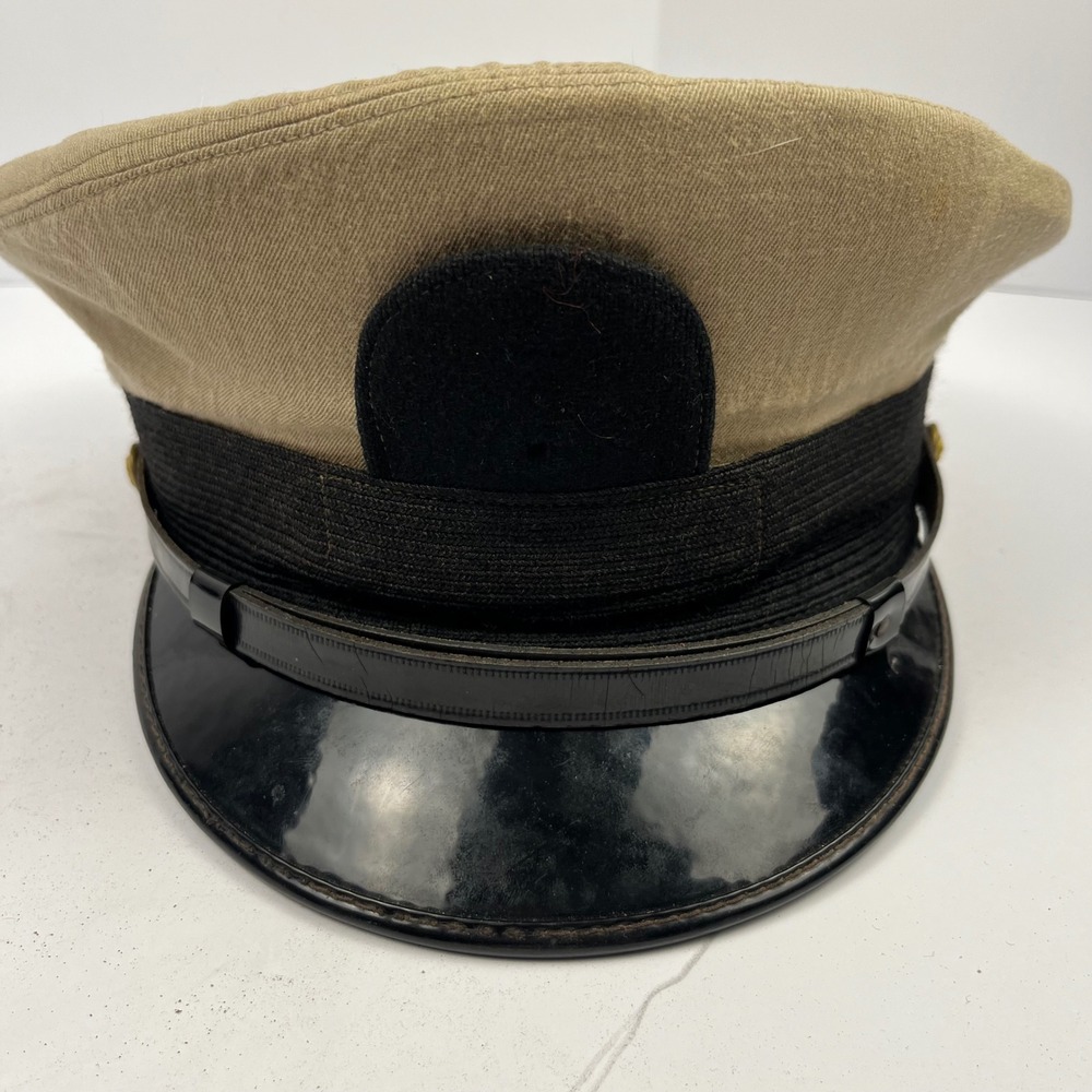 Vintage US Navy Enlisted CPO Visor Hat Bancroft Zephyr Khaki Cap Framingham MA